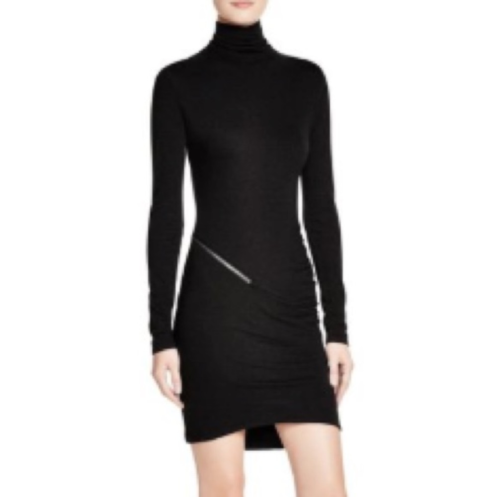 Pam & Gela Black Turtle Neck Dress with Zipper